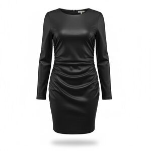 Jennifer Lopez Leather-Look Rouched Waist Dress 🔥